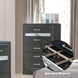 Modern Black Synthetic Wood 5-Drawer Chest - Omega Lifestyles