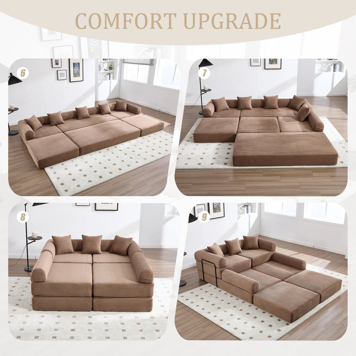 Convertible Folding Corduroy Memory Foam Sofa Bed - Omega Lifestyles