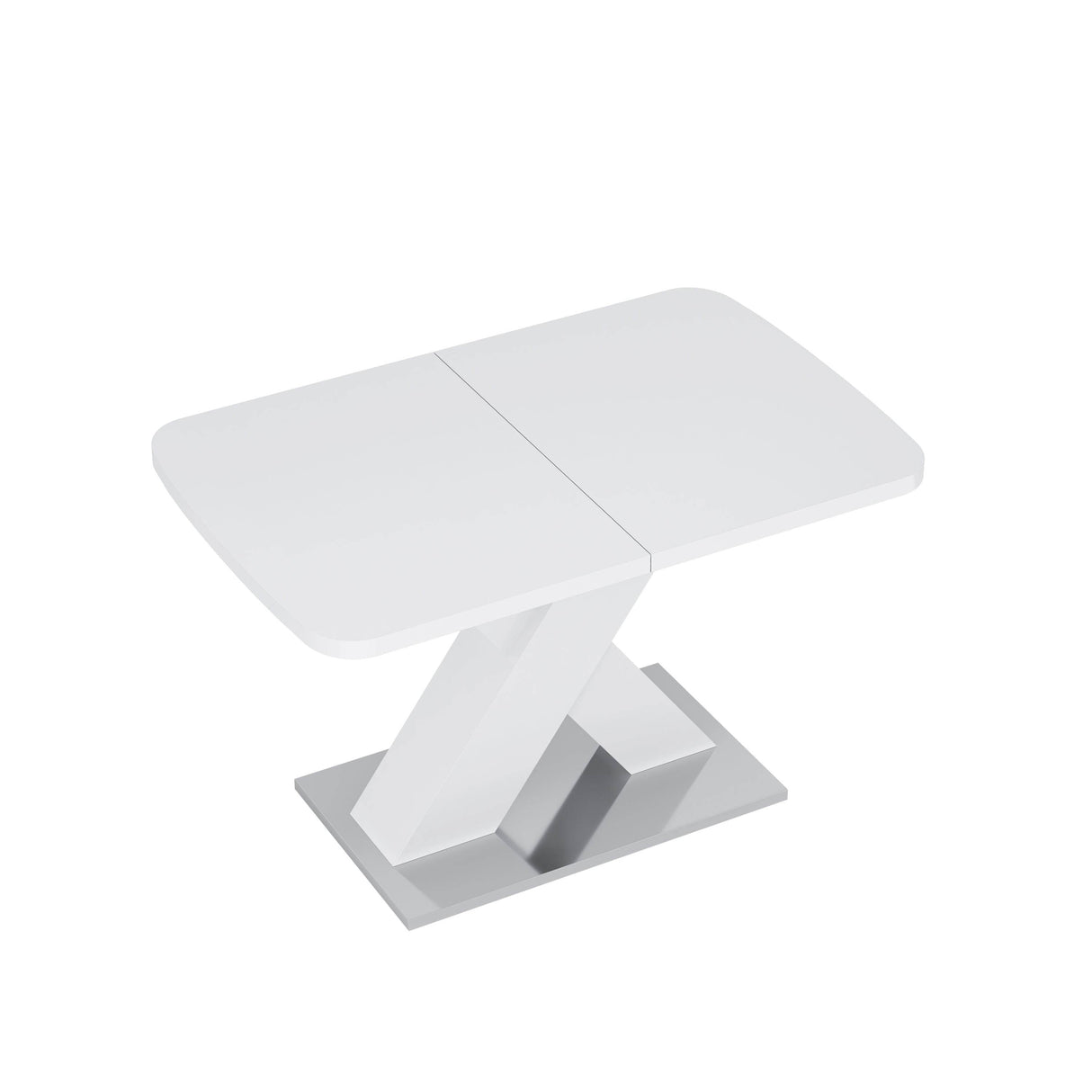 Modern Square Stretchable White MDF Steel Dining Table - Sleep Galleria