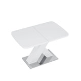 Modern Square Stretchable White MDF Steel Dining Table - Sleep Galleria