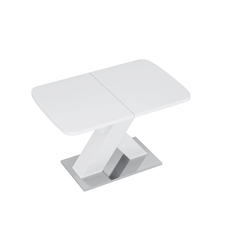 Modern Square Stretchable White MDF Steel Dining Table - Sleep Galleria