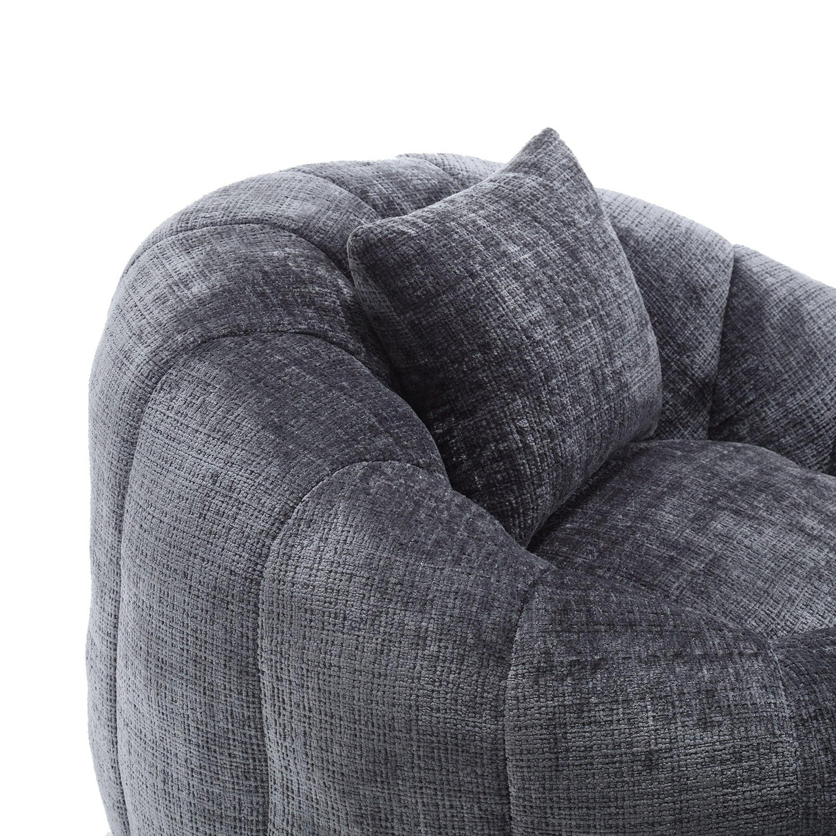 Chenille Foam Filled Pumpkin Shape Lazy Sofa with Ottoman - Omega Lifestyles