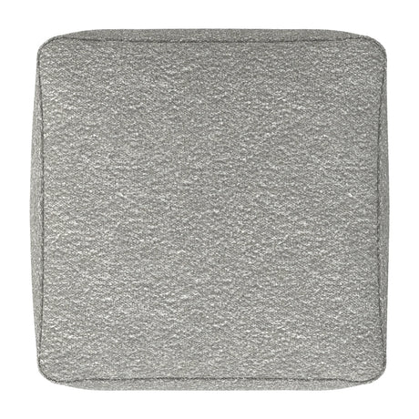 Light Gray Cotton Boucle Square Pouf Ottoman - Omega Lifestyles