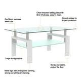 Modern Rectangle Glass Coffee Table With Double Storage - Omega Lifestyles
