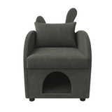 Dark Gray Bunny-Ear Fabric Pet Furniture Armchair - Omega Lifestyles