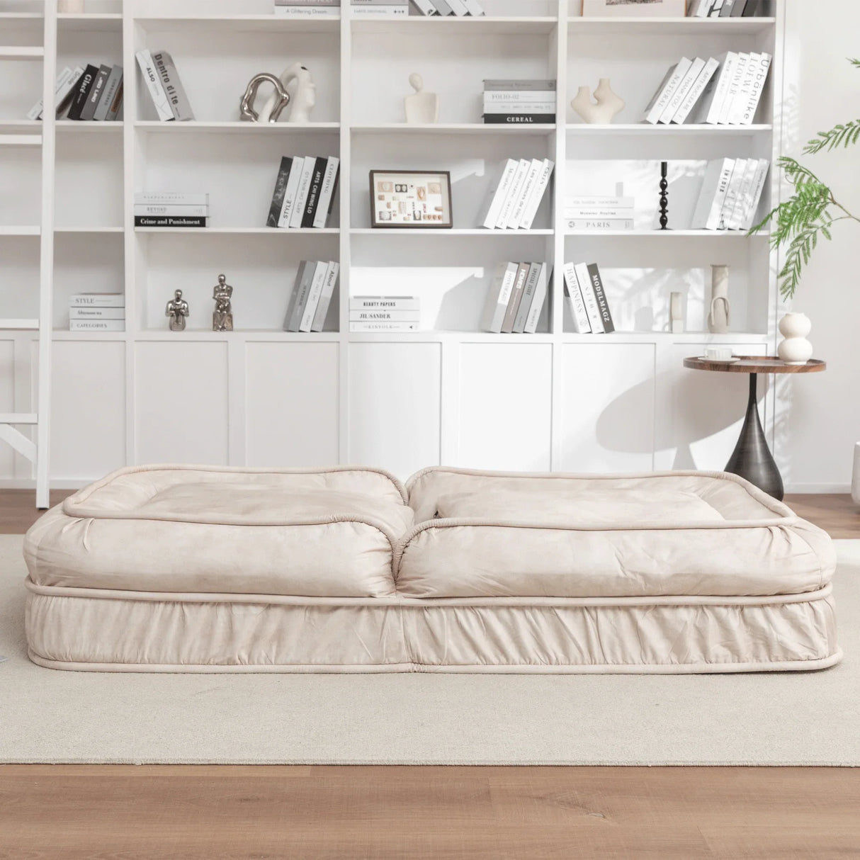 Adjustable Velvet Upholstered Massage Floor Sofa With Pillow - Omega Lifestyles