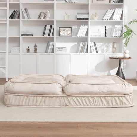 Adjustable Velvet Upholstered Massage Floor Sofa With Pillow - Omega Lifestyles