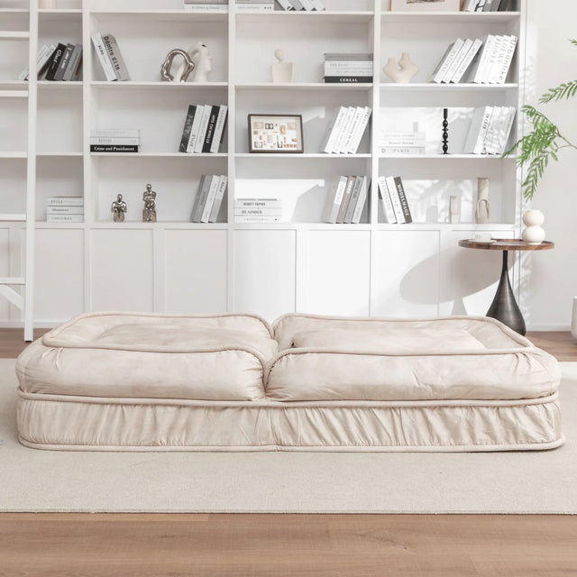 Adjustable Velvet Upholstered Massage Floor Sofa With Pillow - Omega Lifestyles