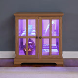 Antique Oak LED Glass Display Cabinet With Adjustable Shelves - Omega Lifestyles