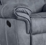 Two-Tone Gray Velvet Motion Glider Recliner Chair - Omega Lifestyles