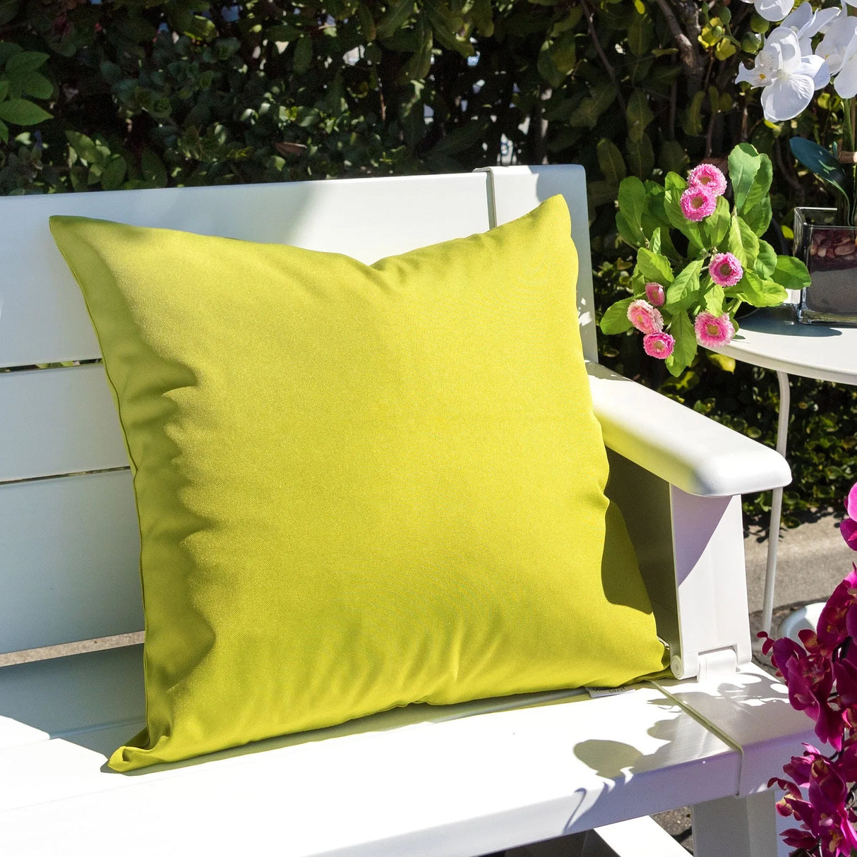 Outdoor Weather-Resistant Lime Green Polyester Pillow 20x20 - Omega Lifestyles