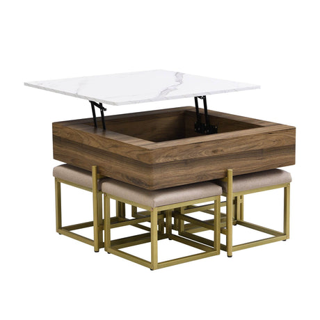 Modern Square Lift-Top Coffee Table Set With Ottomans - Sleep Galleria