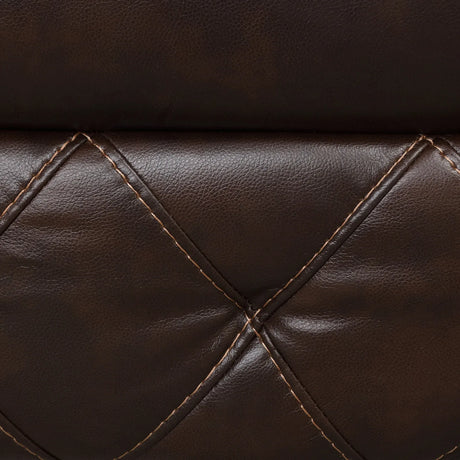 Transitional Brown Leatherette Manual Chair With Pillow Arms - Omega Lifestyles