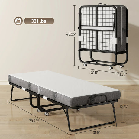 Single Soft 5-Inch Memory Foam Portable Folding Bed - Omega Lifestyles