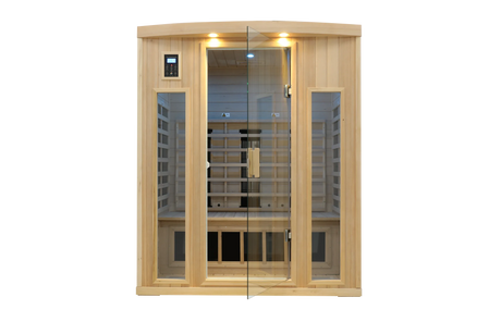 Low EMF Far Infrared Solid Wood Hemlock Sauna For 3 - Omega Lifestyles