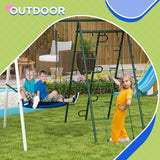 Heavy-Duty Steel Kids Outdoor Swing Set With Slide - Omega Lifestyles