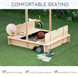 Wooden Kids Sandbox With Adjustable Canopy And Benches - Omega Lifestyles