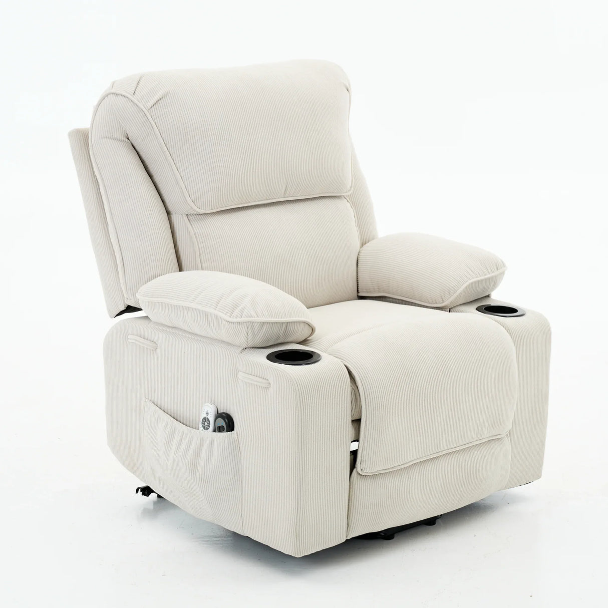 Ivory Remote-Controlled Heated Massage Assistive Recliner - Omega Lifestyles