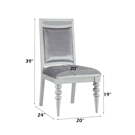 Set of 2 Maverick Fabric Platinum Finish Side Chairs - Omega Lifestyles