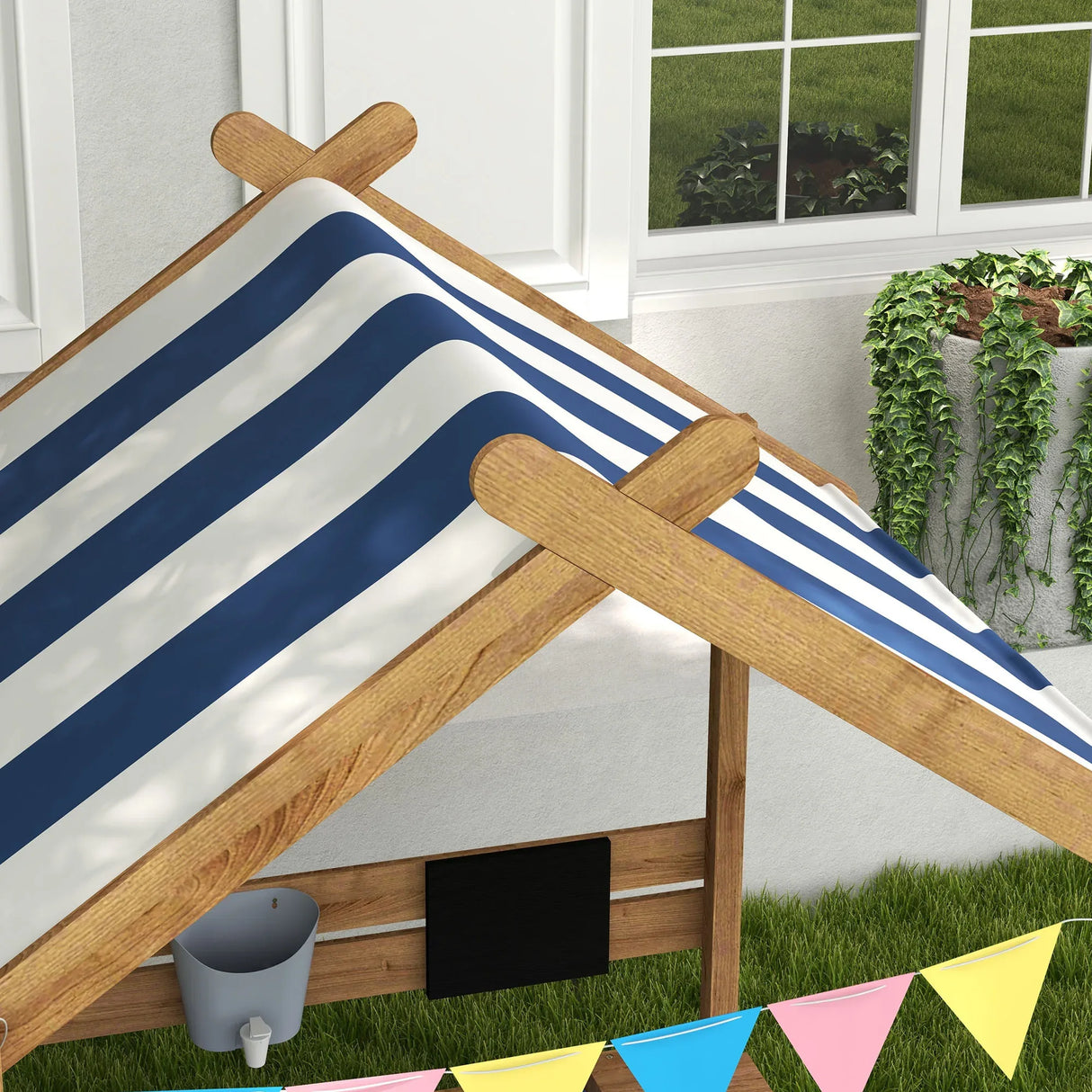 Wooden Outdoor Sandbox With Weather-Resistant Canopy - Omega Lifestyles