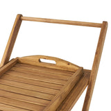Natural Stained Acacia Wood Mobile Bar Cart With Wheels - Omega Lifestyles