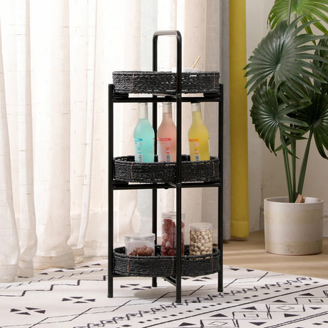 Modern 3-Tier Handwoven Metal Frame Side Table - Omega Lifestyles