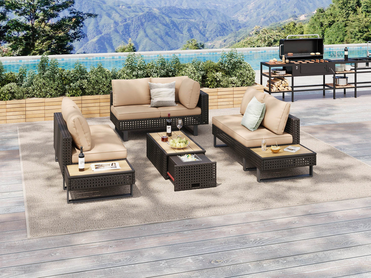 Diamond Weave Outdoor Sectional Furniture Set With Cushions - Omega Lifestyles