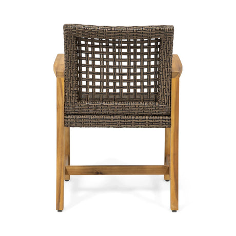 Pair Of Acacia Wood And Wicker Dining Chairs - Omega Lifestyles