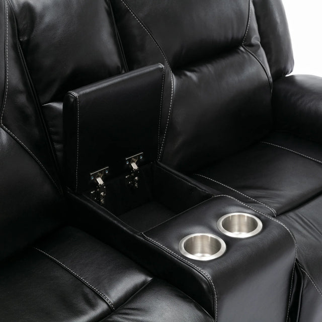 Manual Black Leather Gel Recliner Chair With LED Light Strip - Omega Lifestyles