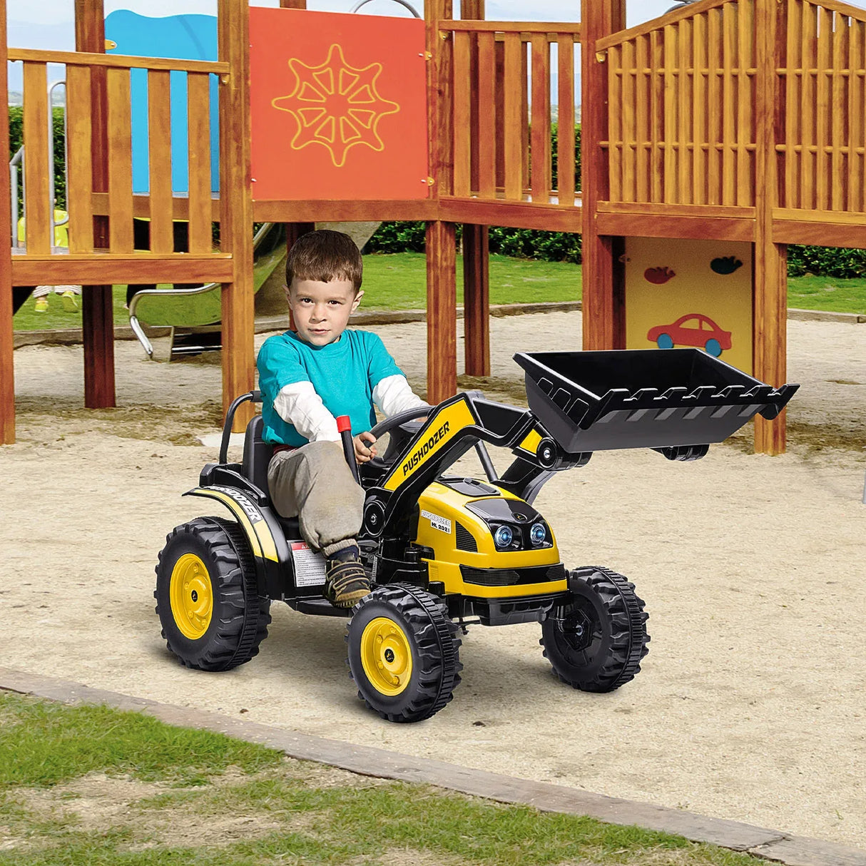 Battery Powered Kids Ride-On Excavator Truck With Safety Belt - Omega Lifestyles