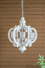 Farmhouse 6-Light Cream MDF Metal Chandelier