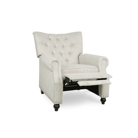 Contemporary Beige Fabric Pushback Recliner Chair - Omega Lifestyles