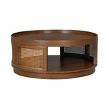 Mid-Century Modern Round Cane Coffee Table - Sleep Galleria