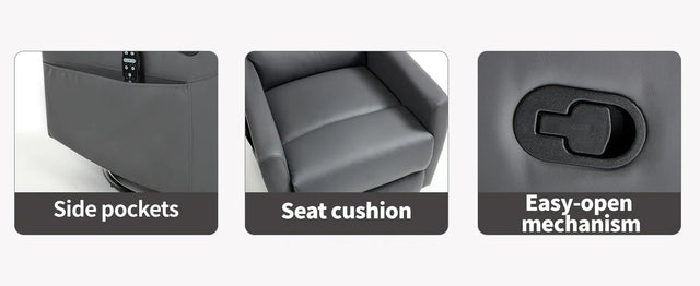 Heat Massage Faux Leather Swivel Rocking Recliner Chair - Omega Lifestyles