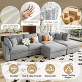 130-Inch Modular Chenille Fabric U-Shaped Sectional Sofa With Ottomans - Omega Lifestyles