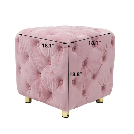 Pink Velvet Dice-Shaped Storage Ottoman With Foam Seat - Omega Lifestyles
