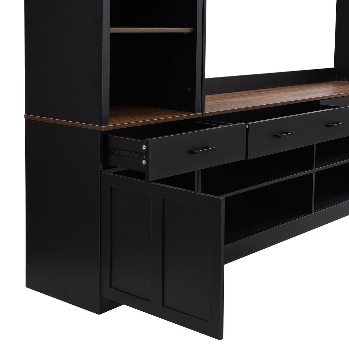 Farmhouse Mid-Century Walnut MDF TV Stand - Sleep Galleria