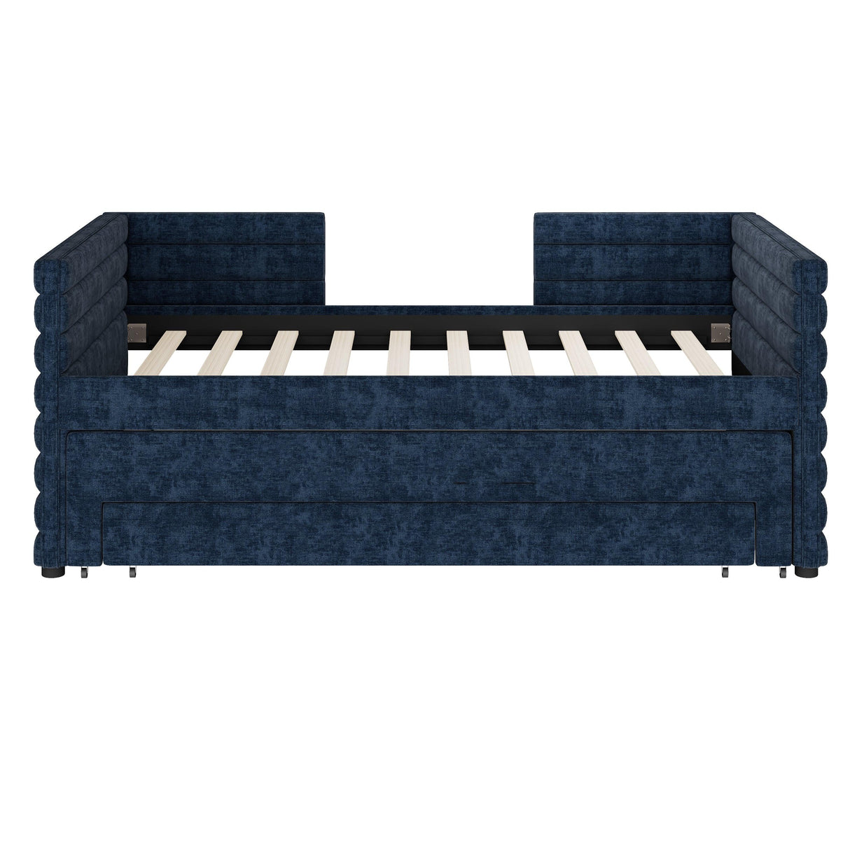 Twin Upholstered Daybed With Trundle And Storage Drawers - Omega Lifestyles