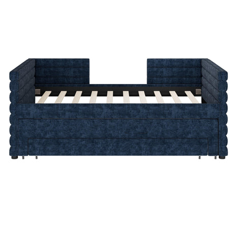 Twin Upholstered Daybed With Trundle And Storage Drawers - Omega Lifestyles