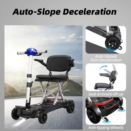 Foldable 4-Wheel Mobility Scooter With 16.5Ah Battery - Omega Lifestyles