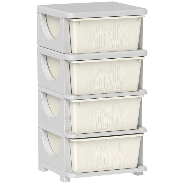 Kids Plastic 4-Drawer Compact Storage Organizer Unit - Omega Lifestyles