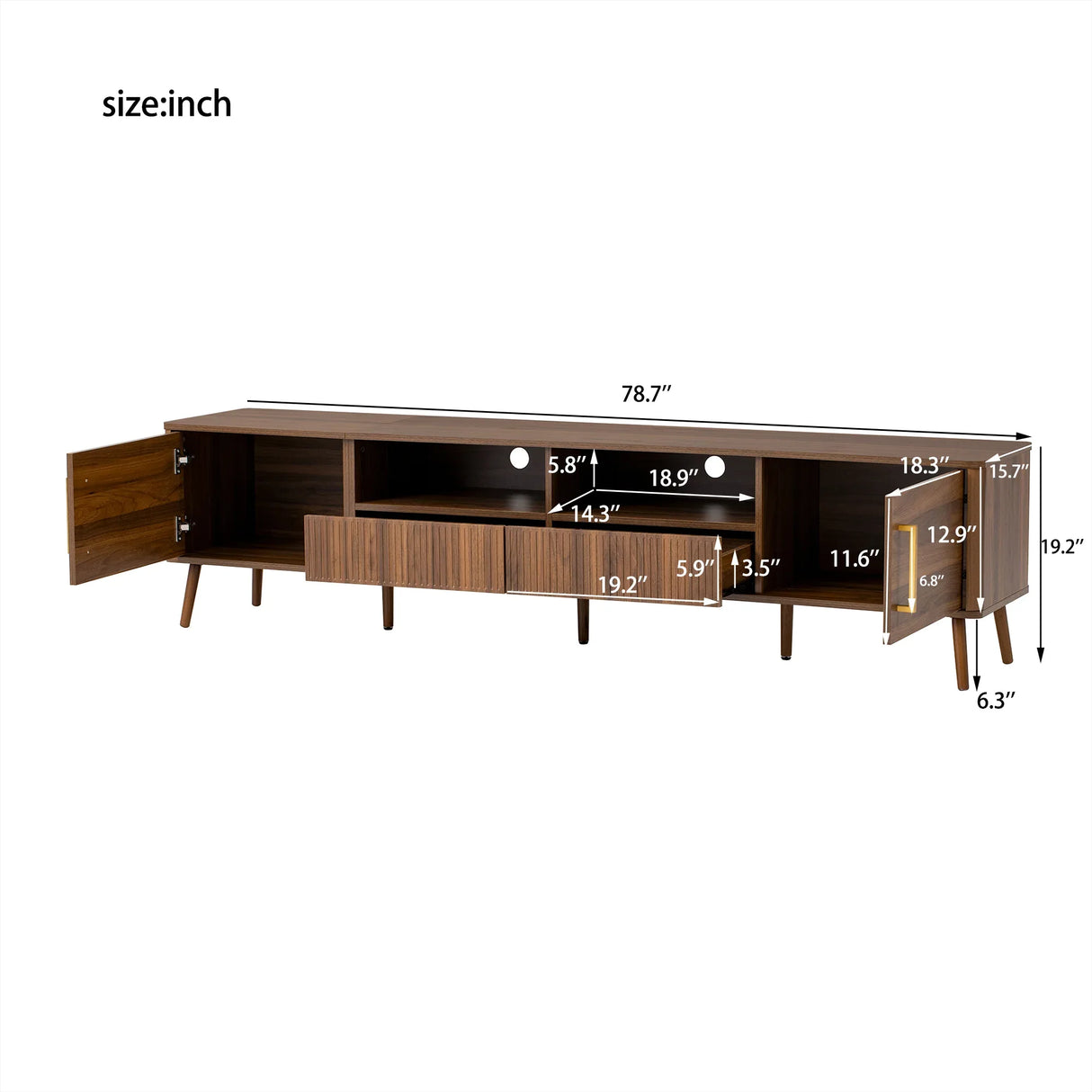 Modern Walnut TV Stand With Soft-Close Doors and Storage - Omega Lifestyles