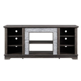 Grey Faux Stacked Stone MDF TV Media Stand Console - Sleep Galleria