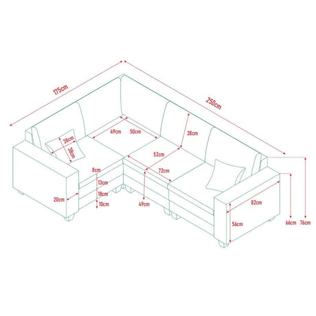 3-Seater Modular Corduroy Sectional Sofa With Foam Springs - Omega Lifestyles