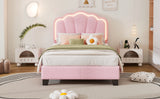Twin Upholstered Flower-Shape Bed With LED Lighting - Omega Lifestyles