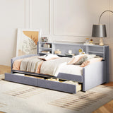 Twin Velvet Upholstered Platform Bed With Storage Drawers - Omega Lifestyles