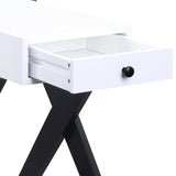 Modern White Black Accent USB Charging Table With Drawer - Omega Lifestyles