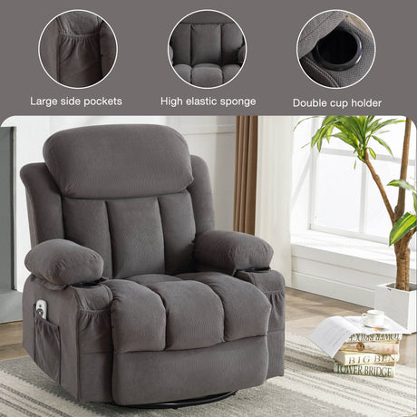 Soft Velvet Manual Swinging Massage Recliner Chair - Omega Lifestyles