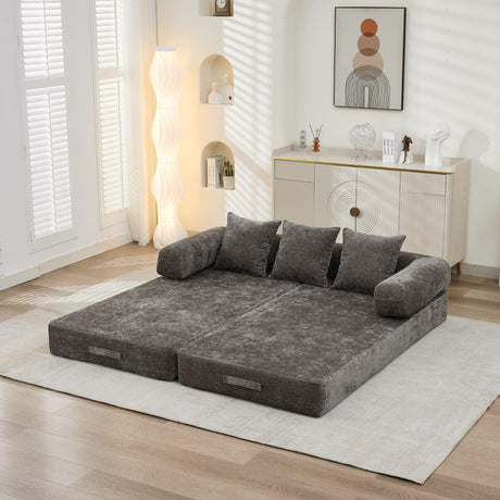 Comfy Convertible Chenille Folding Floor Sofa Bed - Omega Lifestyles