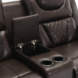 Brown Faux Leather Manual Recliner Chair With LED Light - Omega Lifestyles